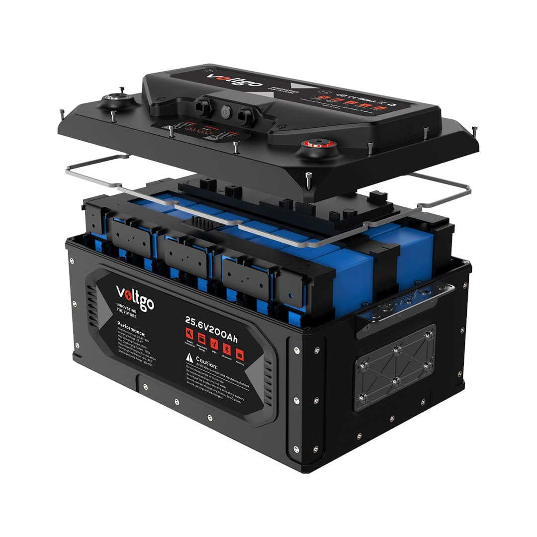 VoltGo 25.6V 200Ah IP65 LiFePO4 Battery with Bluetooth/CAN/RS485 - VLRV5120B Internal