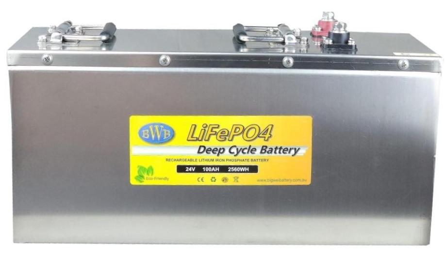 Big Wei 24V 100Ah LiFePO4 Battery Aus made, 4x4, boat, Bluetooth Stainless Steel case  - SS24100