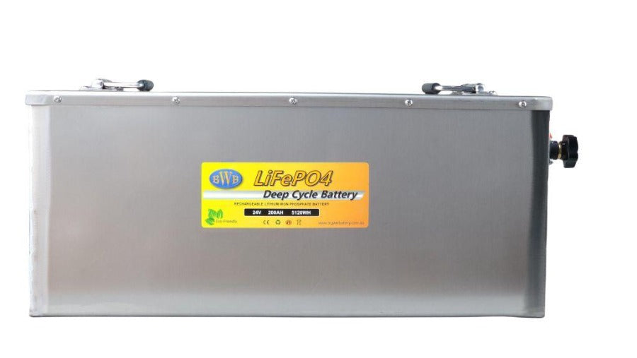 Big Wei 24V 200Ah LiFePO4 Battery Aus made, 4x4, boat, Bluetooth Stainless Steel case  - SS24200