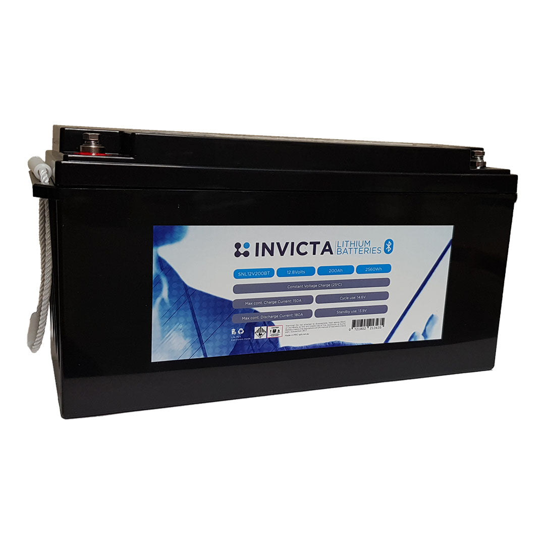 Invicta Lithium 12V 200Ah IEC62619 Certified Lifepo4 Battery Bluetooth for camping, 4x4, boat - SNL12V200BT