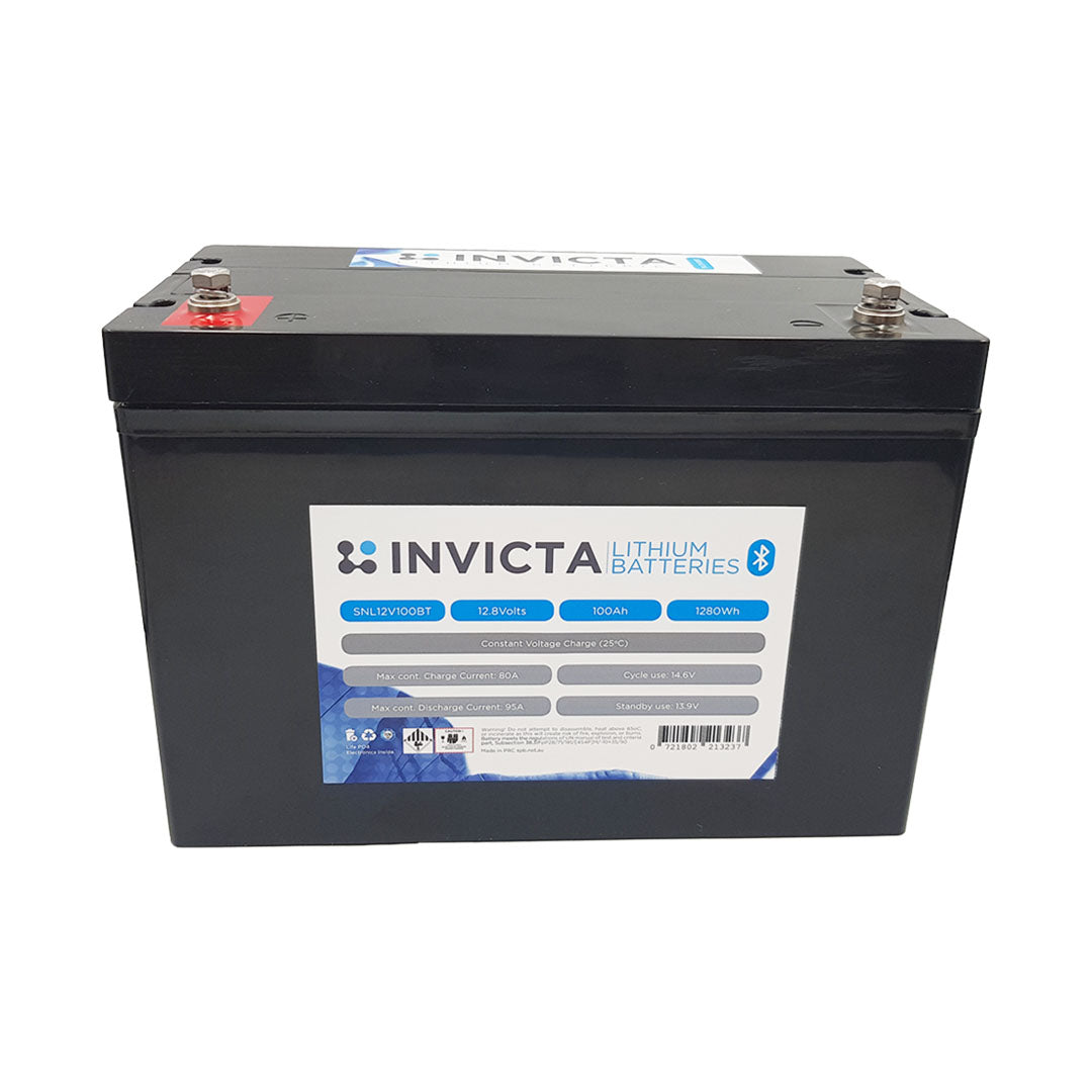 Invicta Lithium 12V 100Ah IEC62619 Certified Lifepo4 Battery Bluetooth, camping, 4x4, boat- SNL12V100BT