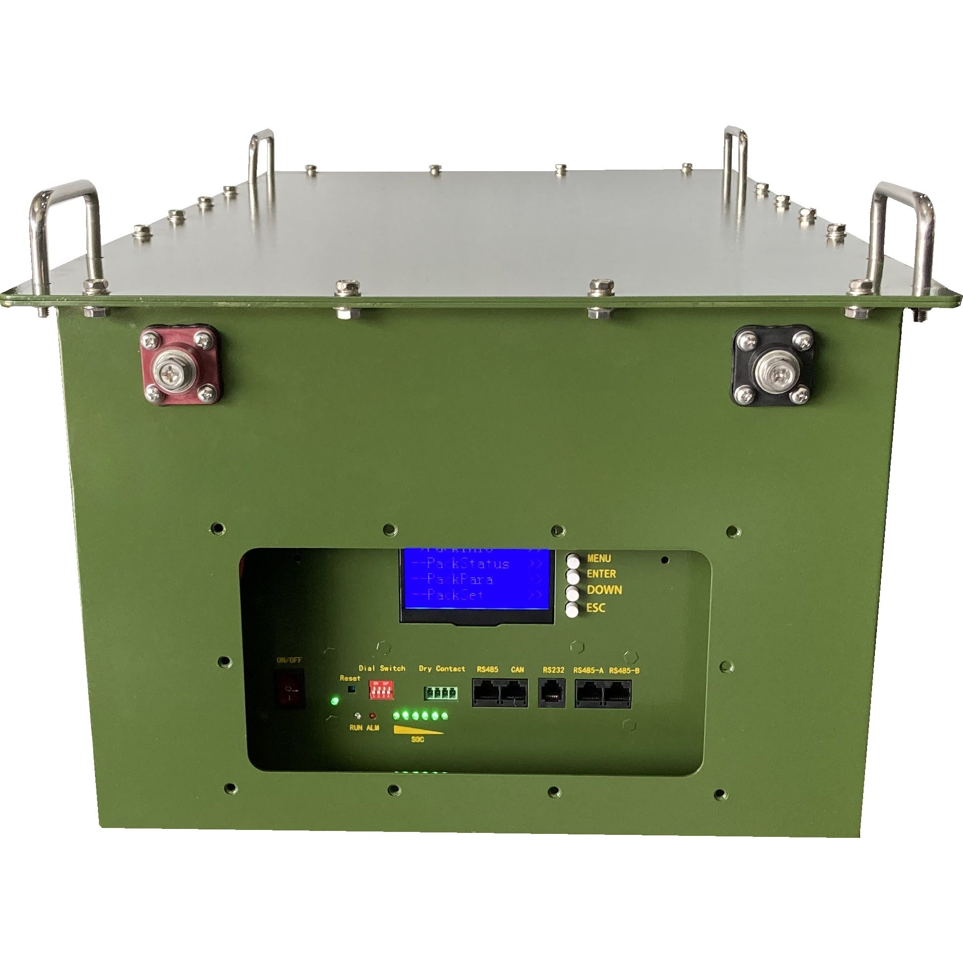 Big Wei BWB SS48280A 48V 280Ah battery, green metal case front with LCD display and terminals