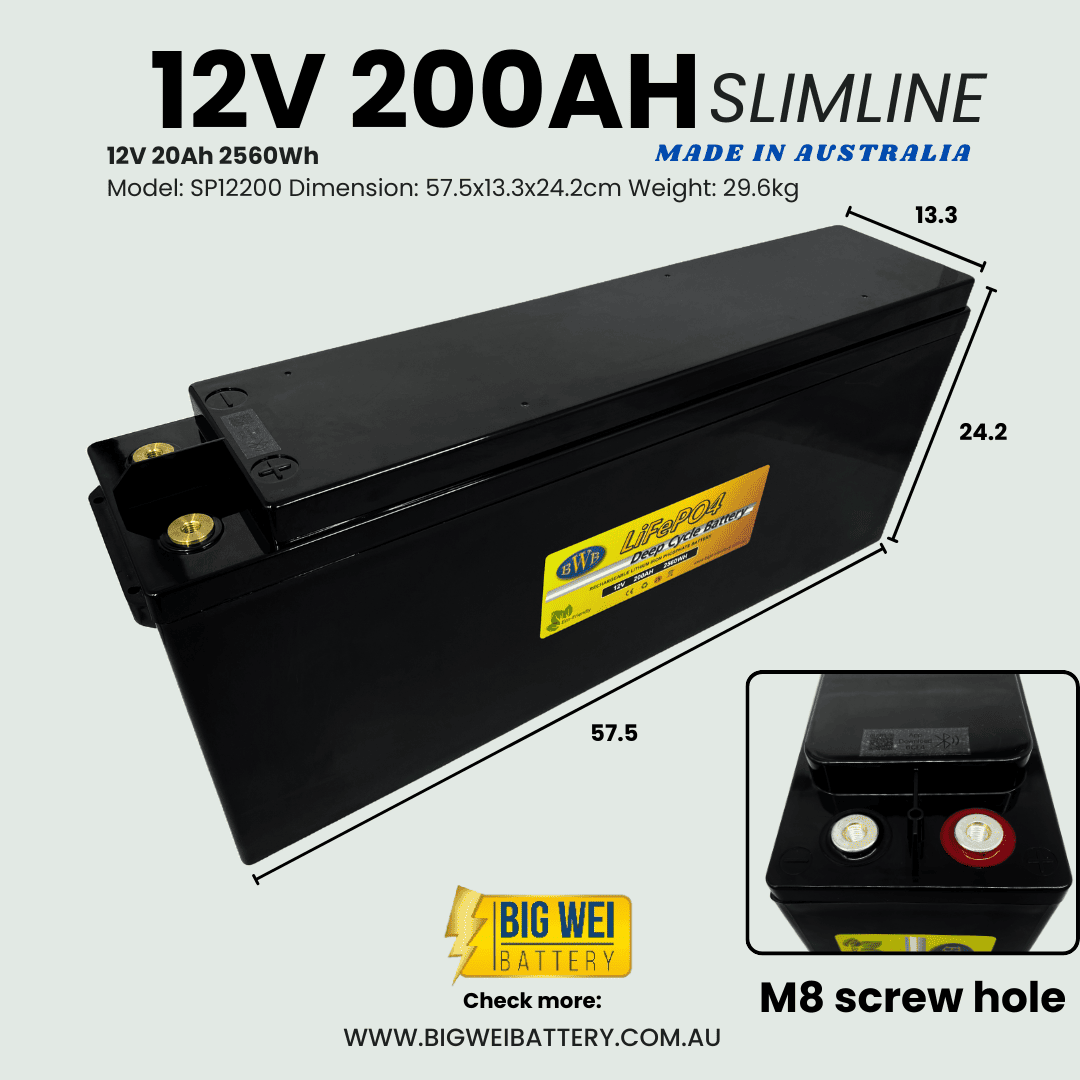 Big Wei Slimline Lithuim Battery 12V 200Ah Top View