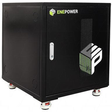 Enepower Black Indoor 3 Shelf Battery Cabinet Front Angled