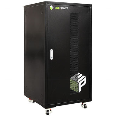 Enepower Black Indoor 6 Shelf Battery Cabinet Front Angled