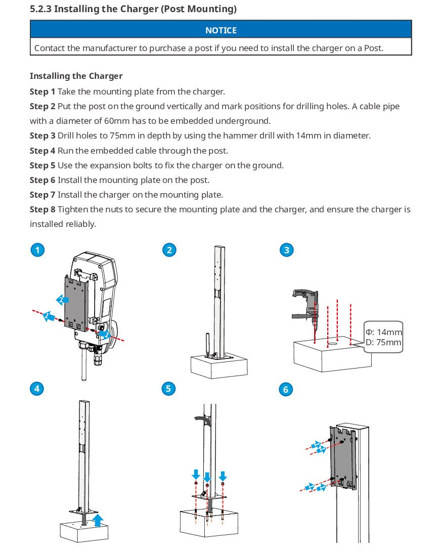 GoodWe HCA Series 22kW Three Phase EV Charger With 6m Type 2 Cable