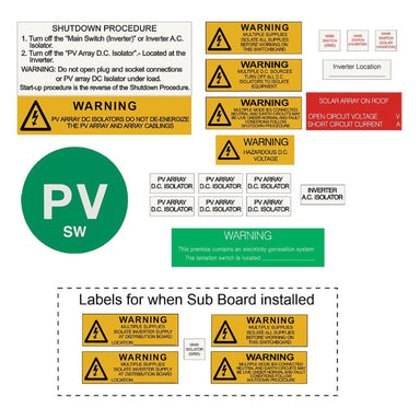 National Grid Connect PV Label Kit - DV Isolator