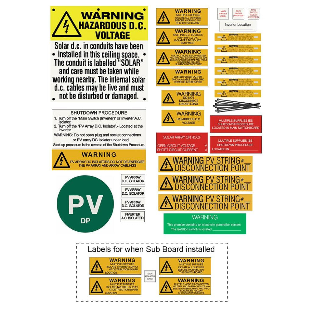 National Grid Connect PV Label Kit - Disconnection Point