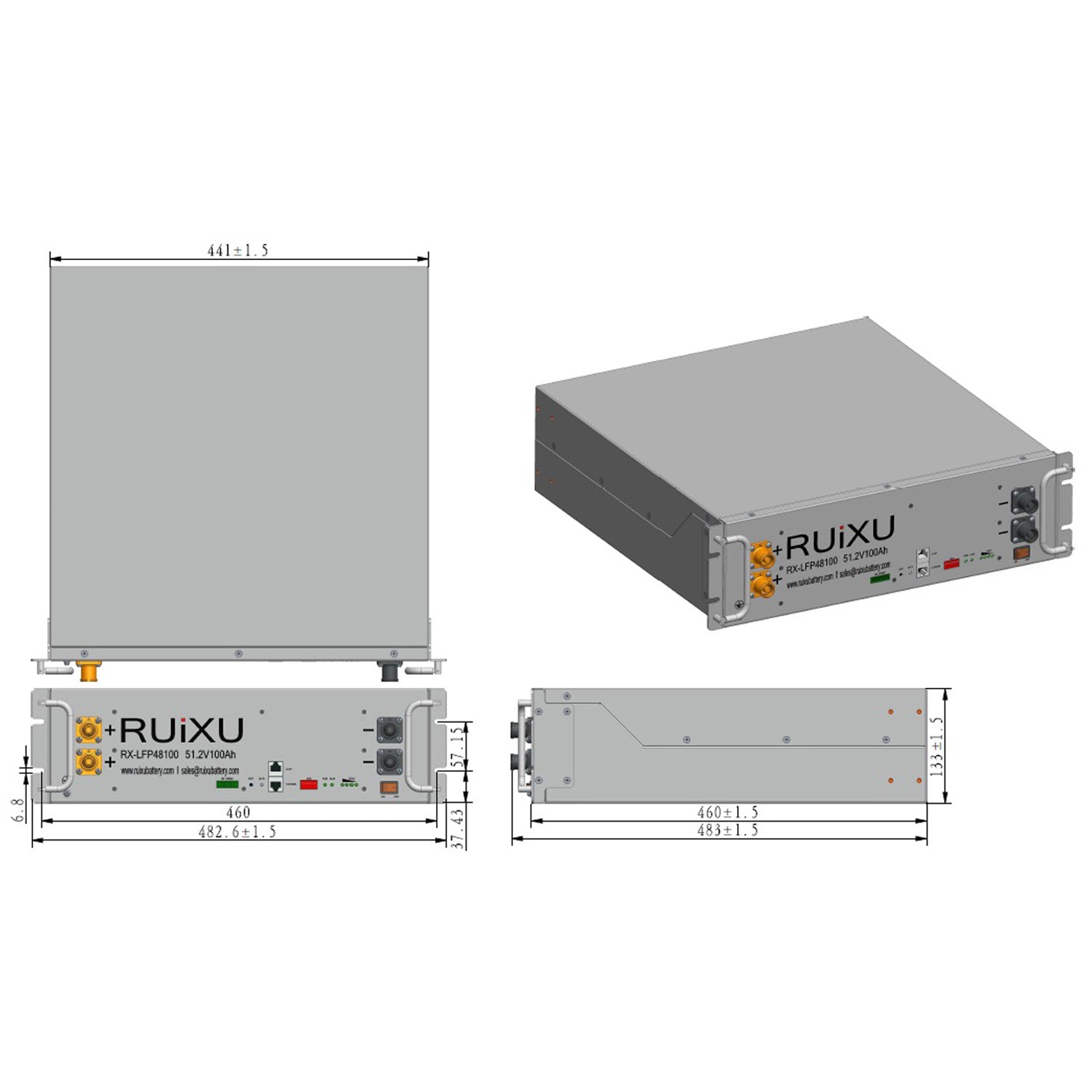 Ruixu RX-LFP48100 48v 100Ah 5.12kWh LifePO4 Aus Stock Server Rack Battery