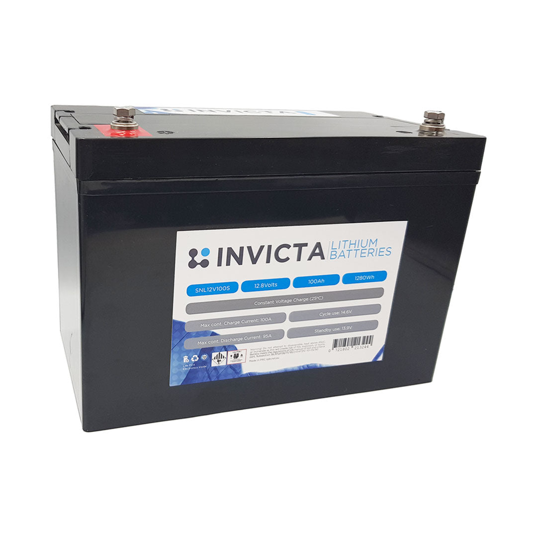 Invicta Lithium 12V 100Ah IEC62619 Certified Lifepo4 Battery, camping, 4x4, boat- SNL12V100S
