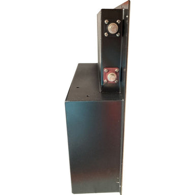Big Wei Slimline 12v 200Ah battery, side view showing the two raised terminals and slimline black case.