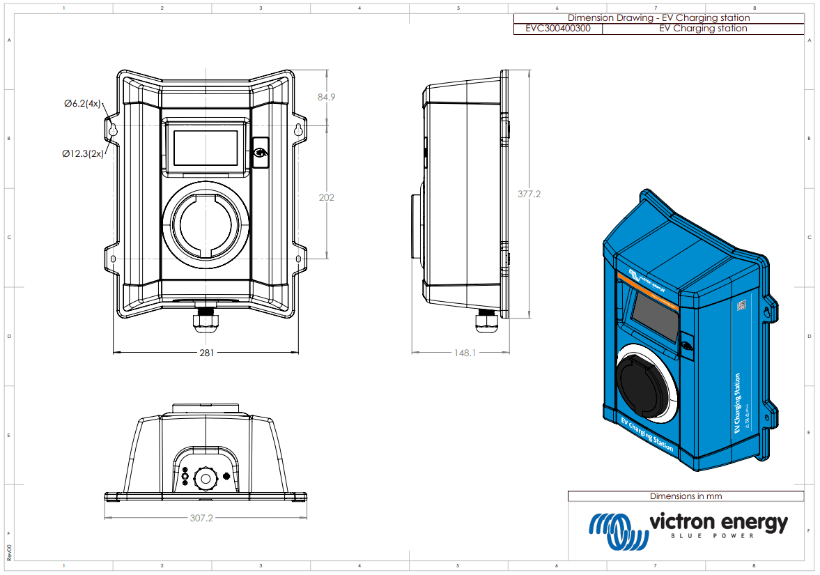 Victron EV Charging station 22kW 1 and 3 phase - EVC300400300