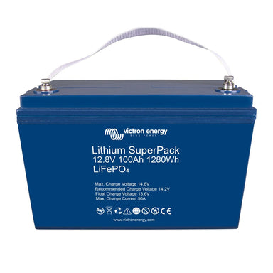 Victron Lithium SuperPack 12.8V/100Ah (M8) High Current - Front View Angled