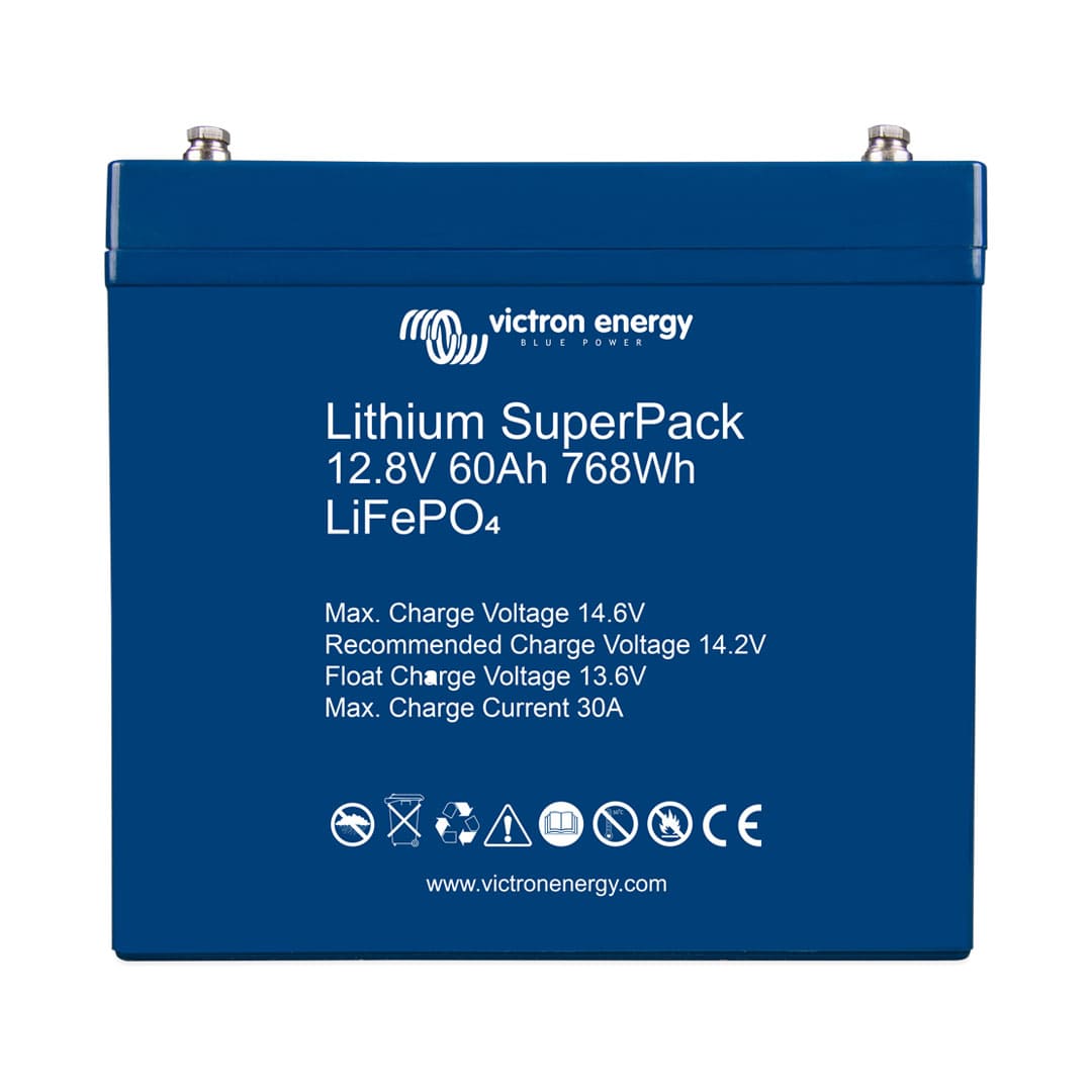 Victron Lithium SuperPack 12.8V/60Ah (M6) = Front View