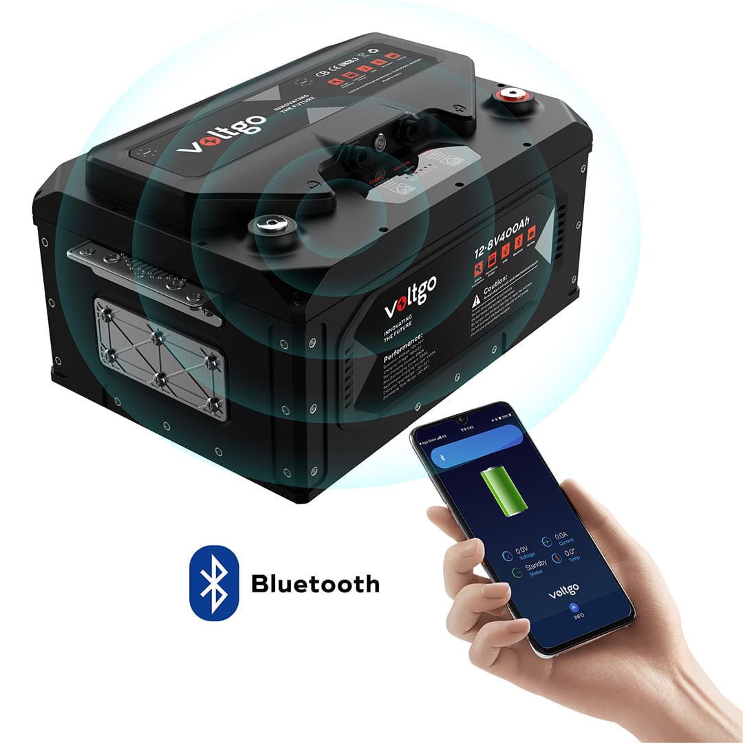 VoltGo 12.8V 400Ah IP65 LiFePO4 Battery with Bluetooth/CAN/RS485 - VLRV5120A Bluetooth