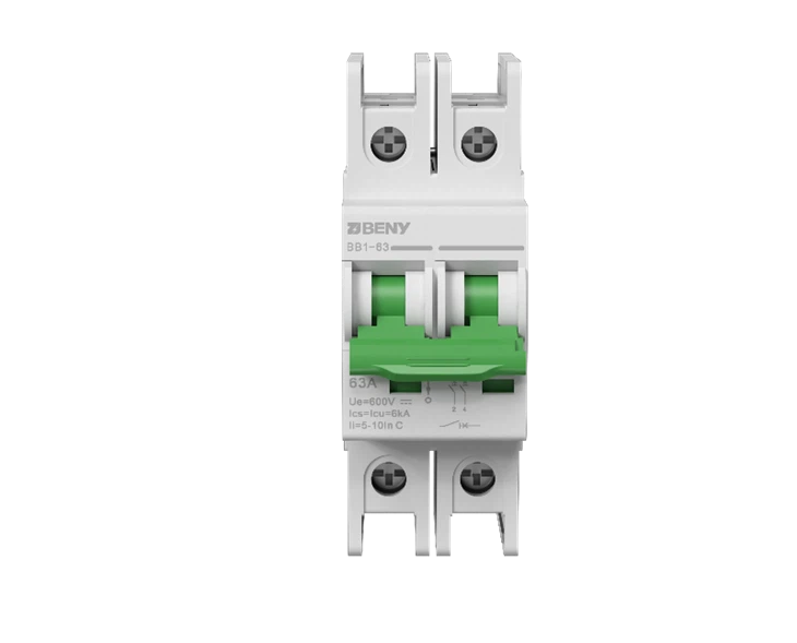 ZJ BENY BB1-63 2P 600V DC miniature circuit breaker for solar and battery systems